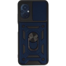 Bezos M5 Kılıf Pars Lens Yüzüklü Silikon - Lacivert