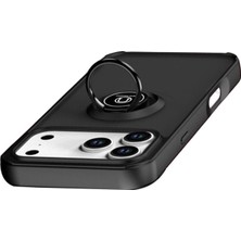 Bezos iPhone 17 Pro Max Montreal Yüzüklü Silikon Kapak - Siyah