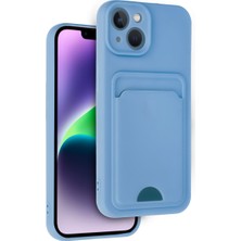 Bezos iPhone 14 Kılıf Kelvin Kartvizitli Silikon - Mavi