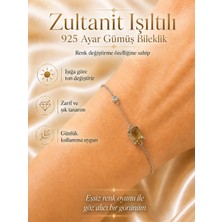 Yudi Atelier 925 Ayar Gümüş Zultanit Işıltılı Bileklik | Renk Değiştiren Sultan Taşı | Sevgiliye Anneye Hediye | Zincir Bileklik