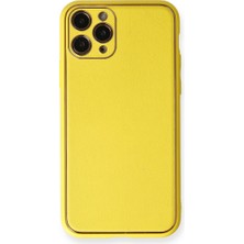 Bezos iPhone 11 Pro Kılıf Coco Deri Silikon Kapak - Sarı