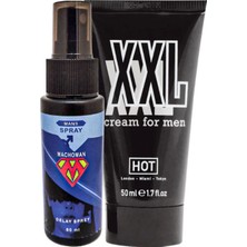 Bezos Bonie Machoman 60 ml Erkeklere Özel Zaman Spreyi + Hotxxl Erkek Özel Kısım Boyutlandırıcı Krem