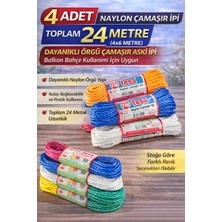 Bezos 4 Adet Naylon Çamaşır Ipi 6 Metre Dayanıklı Örgü Çamaşır Askı Ipi Toplam 24 Metre