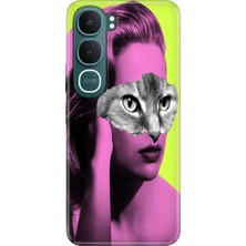 Senada Vivo Y31 5g (V2521) Kılıf Desenli Baskılı Tpu Rubber Kapak Silikon Cat Face
