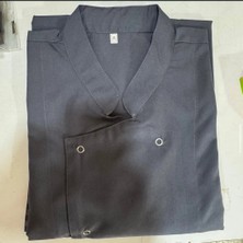 Gri Aşçı Forması 'kısa Kollu' Tek Kol Desenli Keten Kumaş