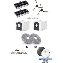 Roboclinic Dreame X40 Ultra L40 Ultra Robot Süpürge Uyumlu Toz Torbası, Yan Fırça, Hepa Filtre, Mop Seti. 8 Parça
