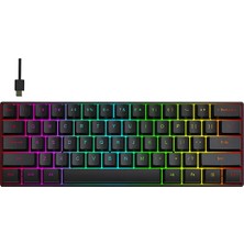 Mambasnake Blue Switch Mekanik Oyuncu Klavyesi 62 Tuş Rgb LED Işıklı USB Type-C Kablolu Beyaz Gaming Klavye