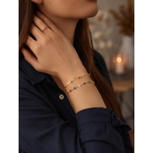 Aurevyn Design Yıldız Motifli Zincirli Bileklik Top Zincirli Bileklik Ikili Bileklik