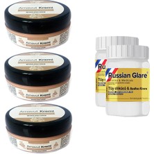 Bezos Three Brand Whitening Cream 50 ml Arnavut Kremi Aklık Kremi 3 Adet + Russıan Glare Tüy Dökücü Azaltıcı Merhem 50 ml 2 Adet