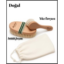 Madame Naturel %100 Doğal 2'li Cilt Bakım( At Kılı Selülit Fırçası+At Kılı Yüz Temizleme Fırçası)(Islak ve Kuru Kullanıma Uygun)(Saklama Kesesi Hediyeli)