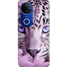 Senada Vivo V50 5g (V2427) Kılıf Desenli Baskılı Tpu Rubber Kapak Silikon Beyaz Kaplan