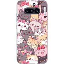 TechTree Nothing Phone (4A) Uyumlu Sevimli Kediler Baskılı Silikon Kılıf