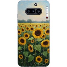 TechTree Nothing Phone (4A) Uyumlu Ay Çiçeği Sulu Boya Baskılı Silikon Kılıf