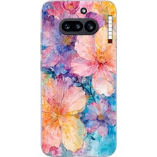 TechTree Nothing Phone (4A) Uyumlu Renkli Çiçekler Sulu Boya Baskılı Silikon Kılıf