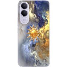 TechTree Vivo V70 Fe Uyumlu 777 Güneş ve Bulut Tasarım Baskılı Silikon Kılıf
