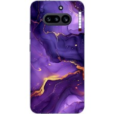 TechTree Nothing Phone (4A) Uyumlu Ametist Taşı Mor Mermer Baskılı Silikon Kılıf