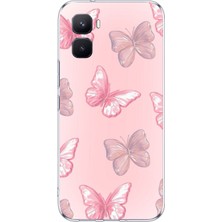 TechTree Infinix Gt 50 Pro Uyumlu Pembe Kelebekler Baskılı Silikon Kılıf