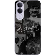 TechTree Vivo V70 Fe Uyumlu Kemal Atatürk Imza Baskılı Silikon Kılıf