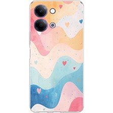 TechTree Vivo Y11D / Y05 4g Uyumlu Pastel Renkli Dalgalı ve Kalp Baskılı Silikon Kılıf
