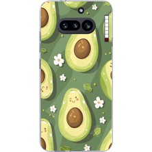 TechTree Nothing Phone (4A) Uyumlu Yeşil Zeminli Sevimli Avokado Baskılı Silikon Kılıf