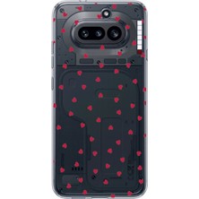 TechTree Nothing Phone (4A) Uyumlu Kırmızı Kalpler Tasarımlı Baskılı Silikon Kılıf