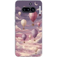 TechTree Nothing Phone (4A) Uyumlu Mor Gökyüzü ve Uçan Balon Baskılı Silikon Kılıf