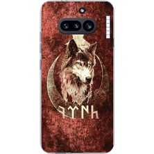 TechTree Nothing Phone (4A) Uyumlu Göktürk Yazılı ve Bozkurt Desenli Baskılı Silikon Kılıf