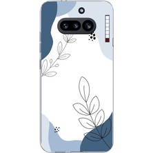 TechTree Nothing Phone (4A) Uyumlu Mavi Huzur Şekiller ve Botanik Çizgiler Baskılı Silikon Kılıf