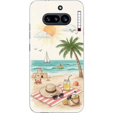 TechTree Nothing Phone (4A) Uyumlu Sulu Boya Sahil ve Deniz Manzaralı Baskılı Silikon Kılıf