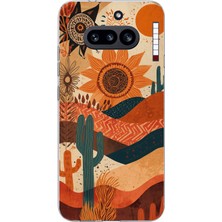 TechTree Nothing Phone (4A) Uyumlu Etnik Güneş ve Mandala Figürlü Toprak Tonları Baskılı Silikon Kılıf