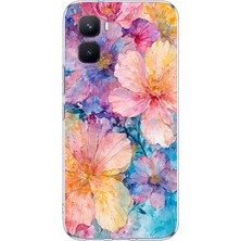 TechTree Infinix Gt 50 Pro Uyumlu Renkli Çiçekler Sulu Boya Baskılı Silikon Kılıf