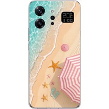 TechTree Infinix Note 60 Ultra Uyumlu Pembe Şemsiyeli Sahil Baskılı Silikon Kılıf