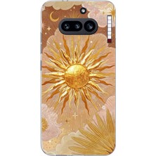 TechTree Nothing Phone (4A) Uyumlu Altın Güneş ve Yıldız Desenli Baskılı Silikon Kılıf