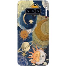 TechTree Nothing Phone (4A) Uyumlu Güneş ve Ay Evren Tasarımlı Baskılı Silikon Kılıf