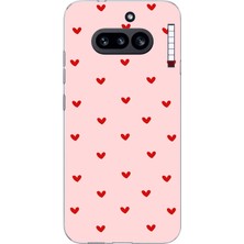 TechTree Nothing Phone (4A) Uyumlu Kırmızı Minik Kalpler Baskılı Silikon Kılıf