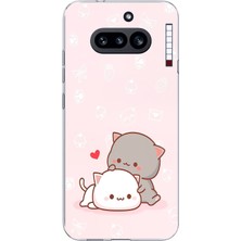 TechTree Nothing Phone (4A) Uyumlu Sevimli ve Remontik Kediler Baskılı Silikon Kılıf