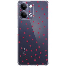 TechTree Vivo Y11D / Y05 4g Uyumlu Kırmızı Kalpler Tasarımlı Baskılı Silikon Kılıf