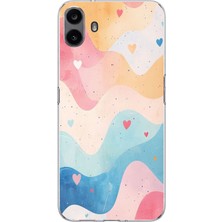 TechTree Cmf Phone 1 Uyumlu Pastel Renkli Dalgalı ve Kalp Baskılı Silikon Kılıf
