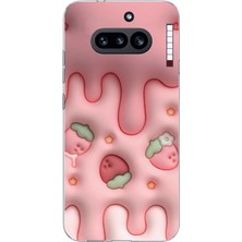 TechTree Nothing Phone (4A) Uyumlu Çilekli Pasta Baskılı Silikon Kılıf