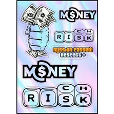 Rebon Moto Design Motosiklet Money Rısk Hologram Çoklu Sticker