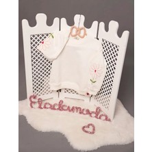 Elada Moda 3 Iplik Şardonsuz Krem Kol Kısımları Nakış Detaylı Kız Çocuk Pamuklu Sweatshirt