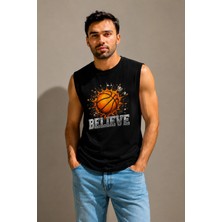 Enb1r Moda Erkek Baskılı Sıfır Kol Tişört Regular Fit Bisiklet Yaka Yazlık Günlük Spor Atlet