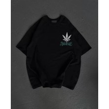 Aselia Global Unisex Bisiklet Yaka Baskılı Oversize T-Shirt - Siyah