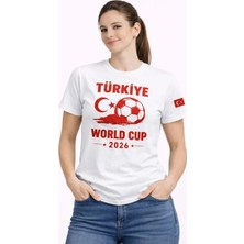 Aselia Global Türkiye World Cup 2026 Baskılı Tişört Futbol Temalı Forma T-Shirt - Beyaz