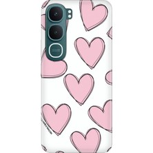 Nurdic Vivo Y31 5g (V2521) Uyumlu  Kılıf 0.4mm Lazer Kesim Silikon Kapak Pembe Çizgili Kalpler