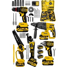 Steiner 21V Darbeli Kömürsüz 5'li Set Kırıcı Delici Hilti - Somun Sıkma Sökme - Testere - Matkap - Vidalama Sarı