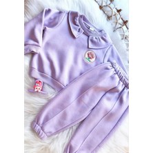 Elada Moda Lila Bebe Yaka Çicek Detay Eşofman Takım