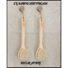 Madame Naturel %100 Doğal At Kılı 2 Adet Uzun Saplı Banyo Duş Fırçası( Islak-Kuru Kullanıma Uygun)