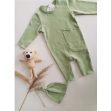 Elada Moda Kız Bebek Nil Yeşili Pamuklu Tulum ve Şapkası