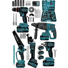 Steiner 21V Darbeli Kömürsüz 5'li Set Kırıcı Delici Hilti - Somun Sıkma Sökme - Testere - Matkap - Vidalama Mavi